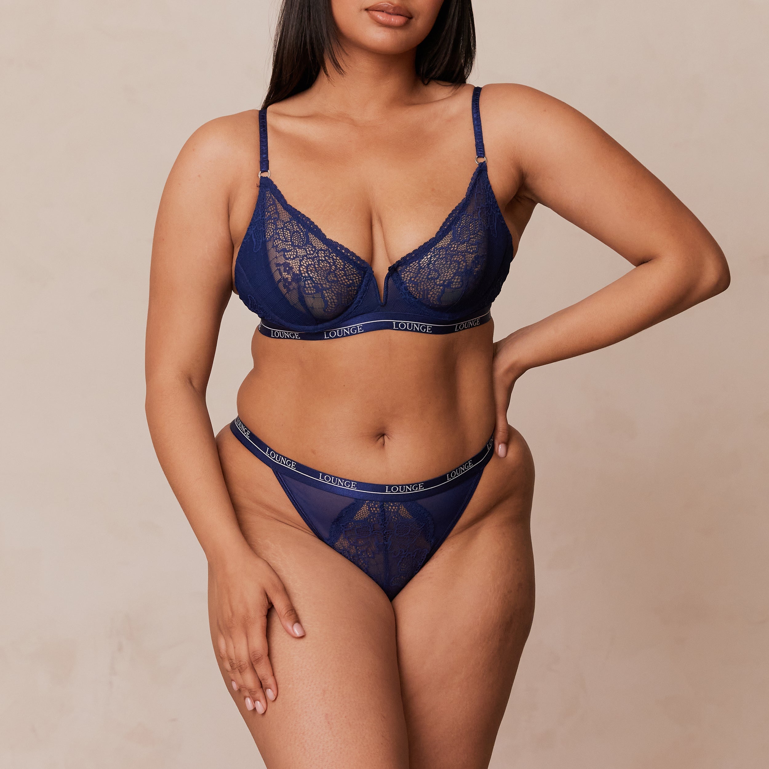 Royal Balcony Bra in Navy Blue - Comfortable Lace Underwire Bra for Women - Perfect for Everyday Wear, Date Nights & Special Occasions