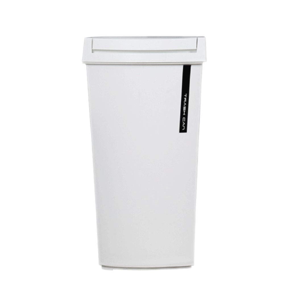 White Square Pedal Trash Can with Lid - PP Plastic Waste Bin for Home, Hotel & School - Durable & Stylish Garbage Container for Kitchen, Office & Bathroom Use