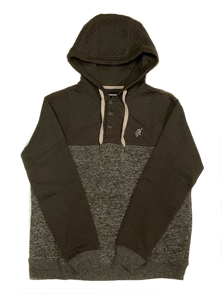 Hooey HH1194BR Men's Jimmy Quilted Hoody Jacket - Brown Winter Warm Fleece-Lined Coat for Outdoor Hunting & Casual Wear
