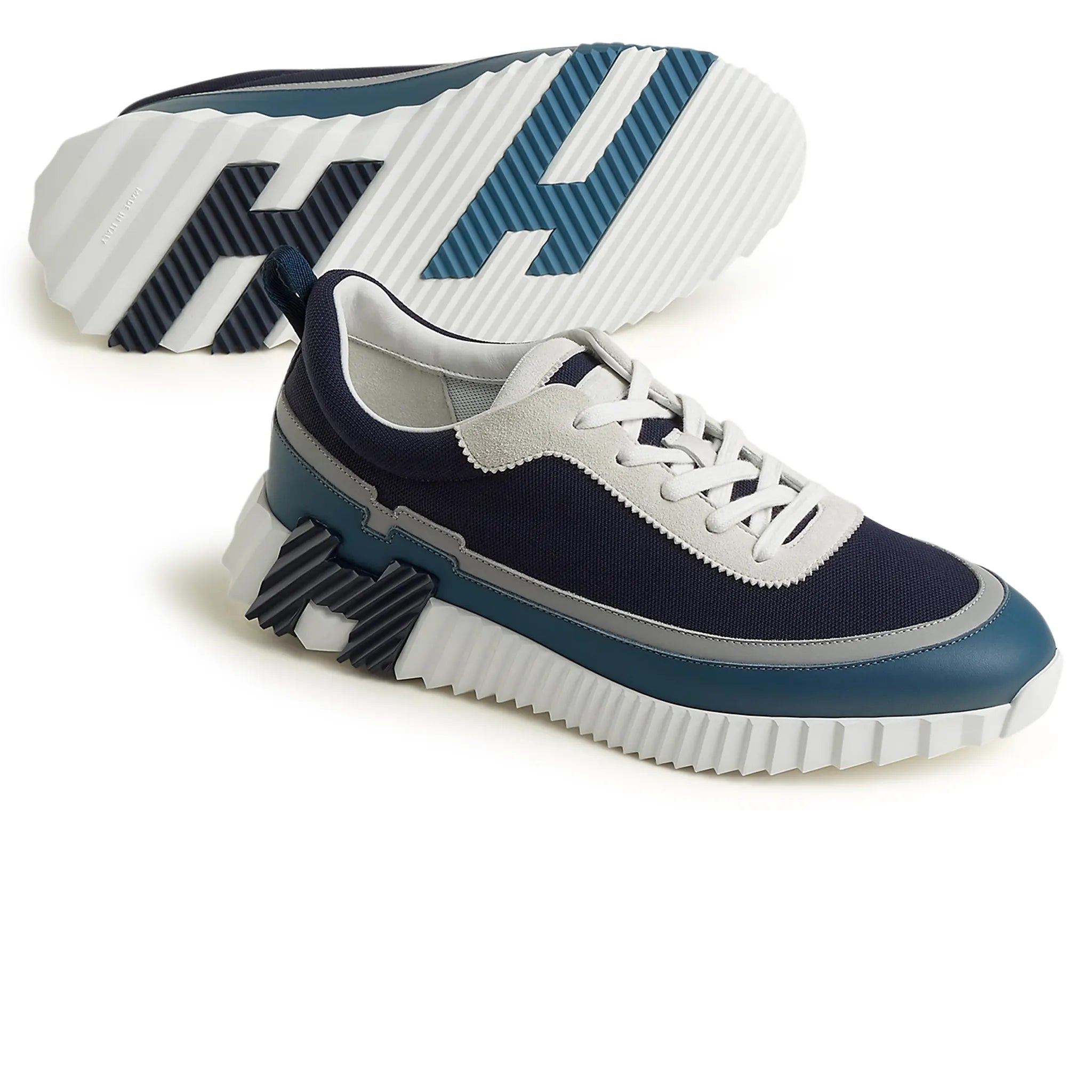 Hermès Paris Bouncing Sneaker - Blue Grey White Luxury Casual Shoes for Men & Women | Perfect for Streetwear, Office & Travel Outfits