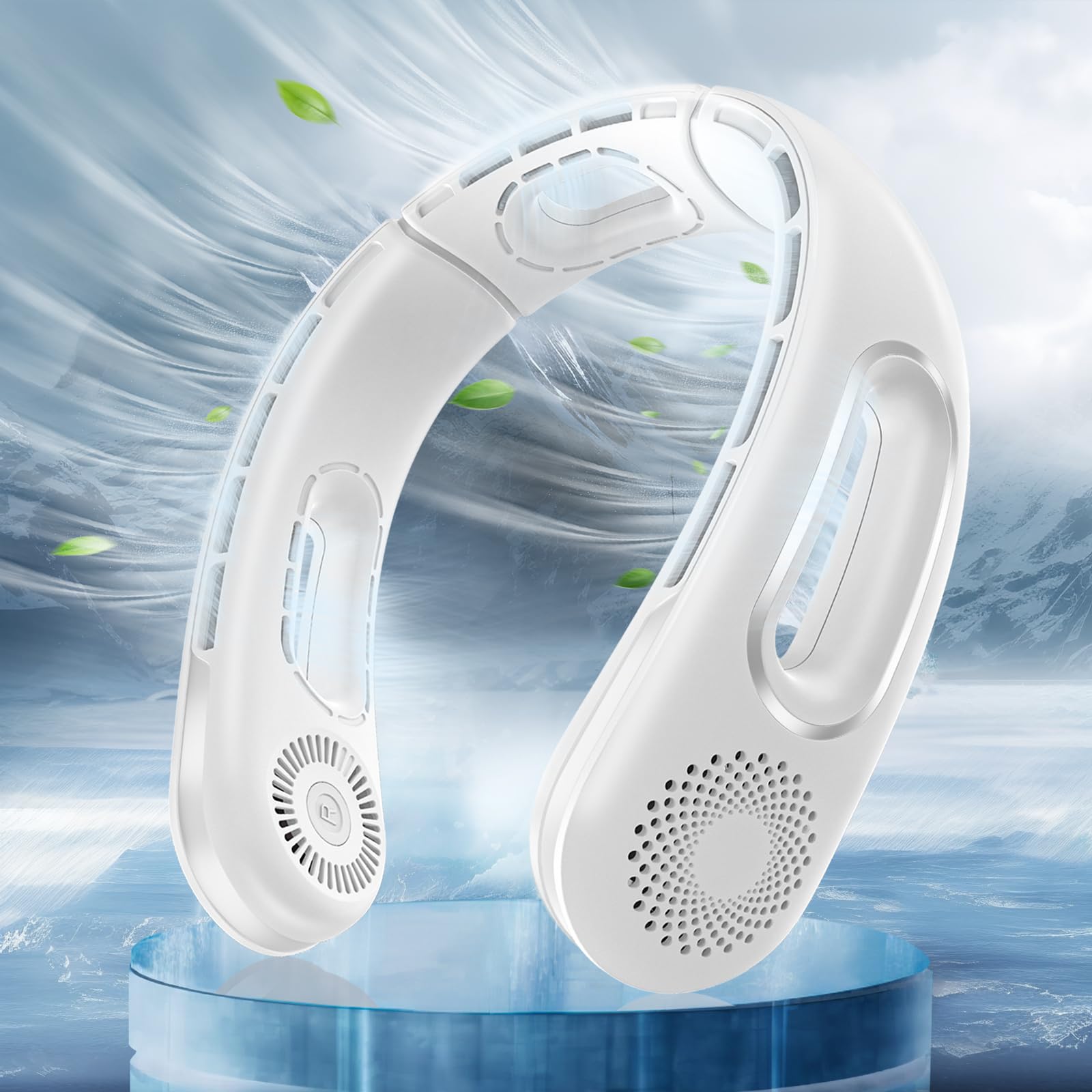 Hands-Free Bladeless Neck Fan - Portable Rechargeable 5200mAh USB Wearable Personal Fan with 4 Speeds & 360° Cooling - Quiet Operation for Women, Travel, Outdoor, Office, Gym, and Summer Activities