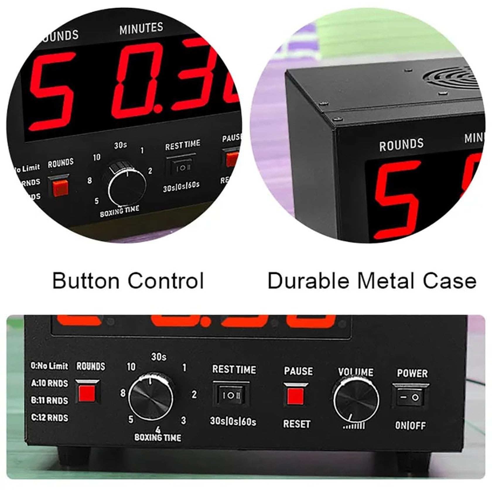 Interval Training Timer - Boxing & Gym Workout Timer with Buzzer & LED Display - Perfect for HIIT, Boxing, CrossFit, and Fitness Training