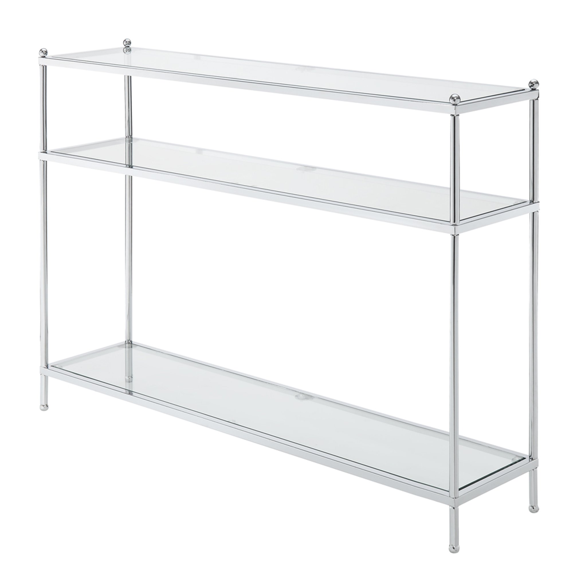 Convenience Concepts Royal Crest Modern Chrome & Glass Console Table - Elegant Entryway Furniture for Hallway, Living Room & Office Decor