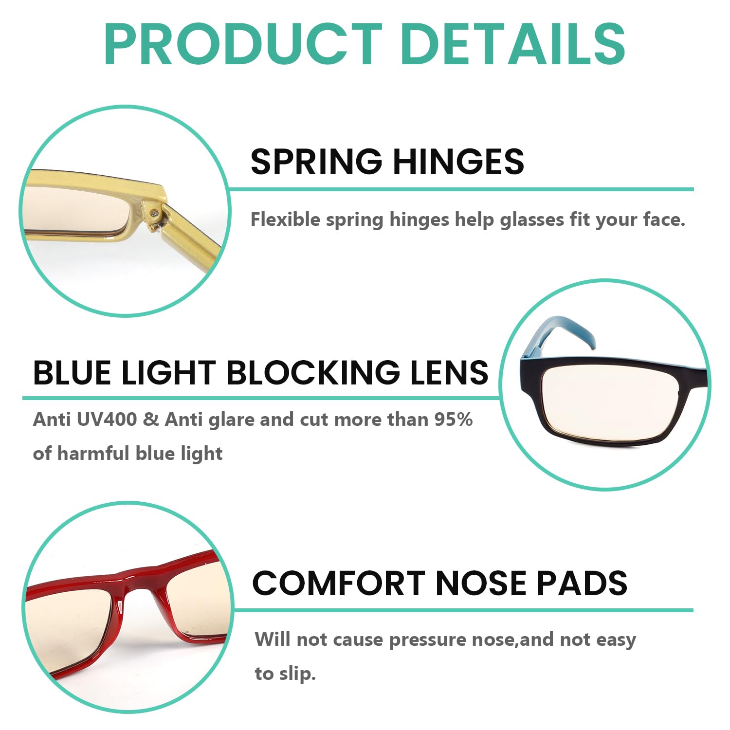 Eyekepper 10 Pack Blue Light Blocking Reading Glasses +4.00 Strength for Women & Men - Anti Glare Computer Glasses for Office Work, Gaming & Screen Time
