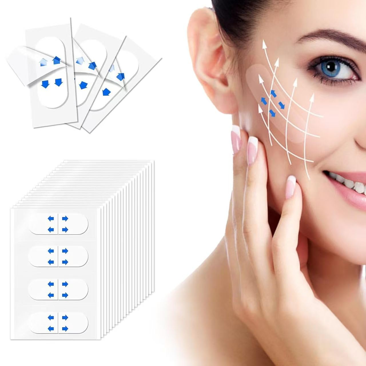 100PCS Invisible Face Lift Tape - Instant Tightening for Double Chin, Neck & Jowls | Reusable Facial Lifting Stickers for Skin Firming & Beauty Enhancement | Perfect for Daily Use, Special Occasions & Photo Shoots