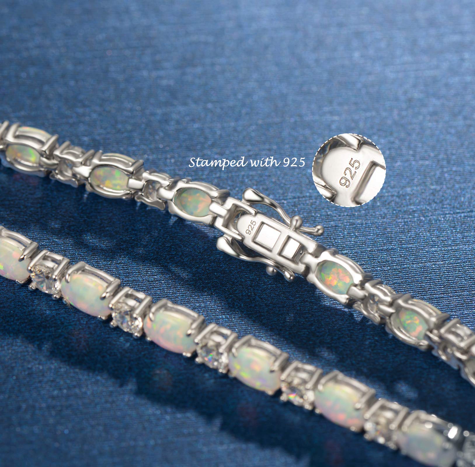 FANCIME Sterling Silver Birthstone Tennis Bracelet with Charms - Elegant Fine Jewelry for Women & Mom - Perfect Birthday Gift - 7