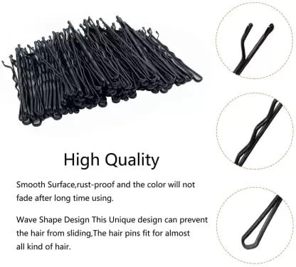 20 Pcs Women's Metal Bobby Pins & Barrettes Hair Clips - DIY Hairstyle Maker for Girls & Women - Black Hair Accessories for Wedding, Party & Everyday Styling