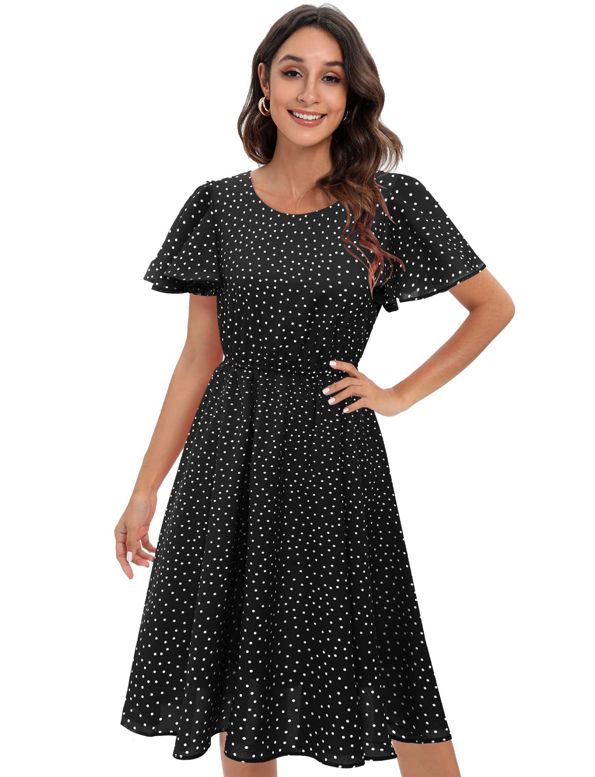 Gardenwed Women's Floral Chiffon Dress - Summer Beach Dress with Elastic Waist for Outdoor Parties, Vacations & Casual Wear