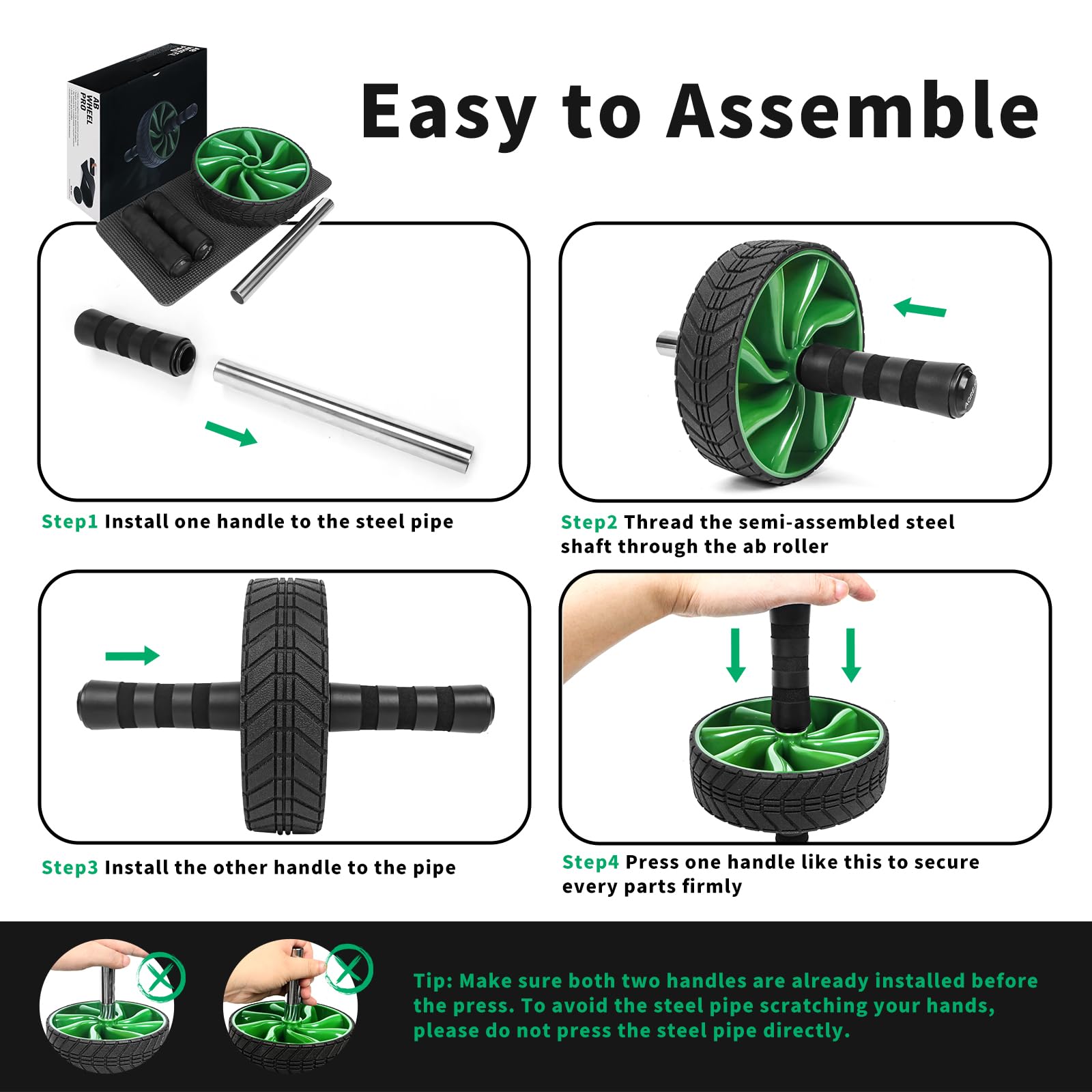 **AGREJO Ab Roller Wheel - Core Strength Training Equipment for Abs, Home Gym Fitness Workout for Men & Women - Perfect for Home Exercise & Toning**