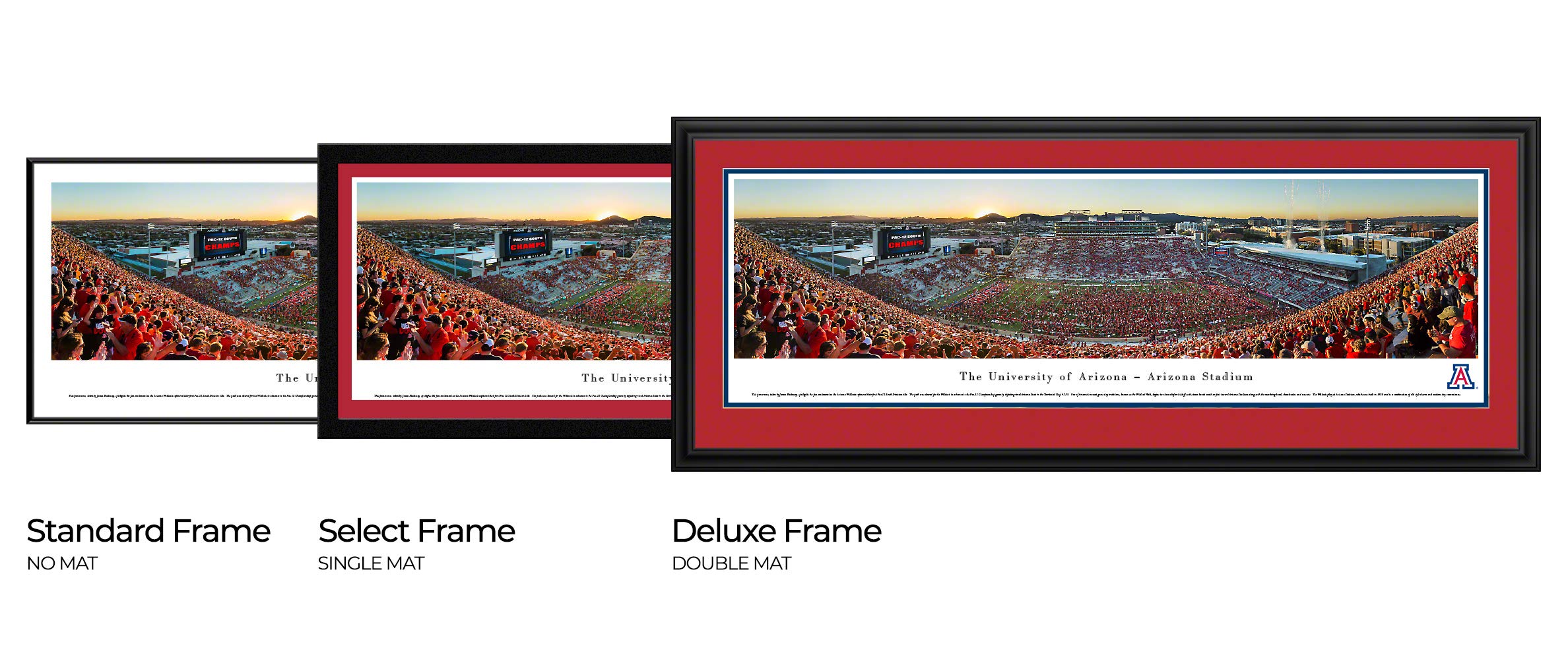 Arizona Football Stripe Poster - Blakeway Panoramas College Sports Wall Art - Perfect for Dorm Room, Game Room & Fan Cave Decor
