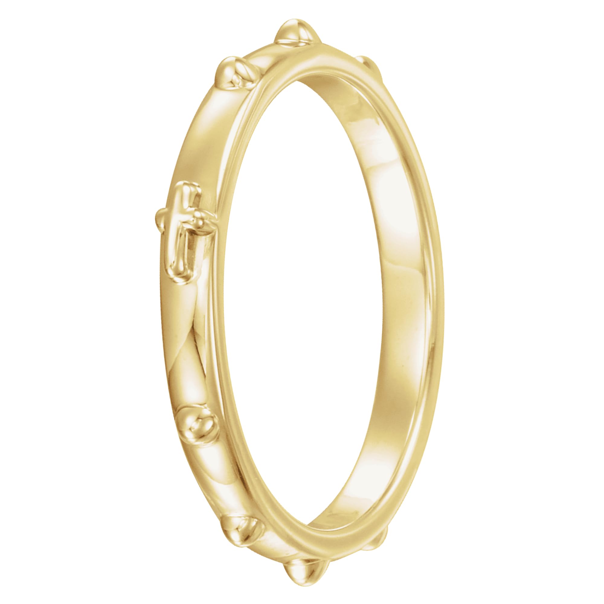 14K Yellow Gold 2.50mm Rosary Ring for Men & Women - Size 10 | Religious Jewelry, Unisex Wedding Band, Spiritual Gift for Baptism & First Communion