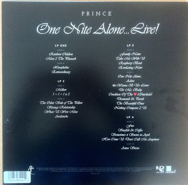 Prince - One Nite Alone... Live! 4xLP Limited Edition Purple Vinyl Album (Near Mint Condition) - Perfect for Vinyl Collectors & Music Enthusiasts