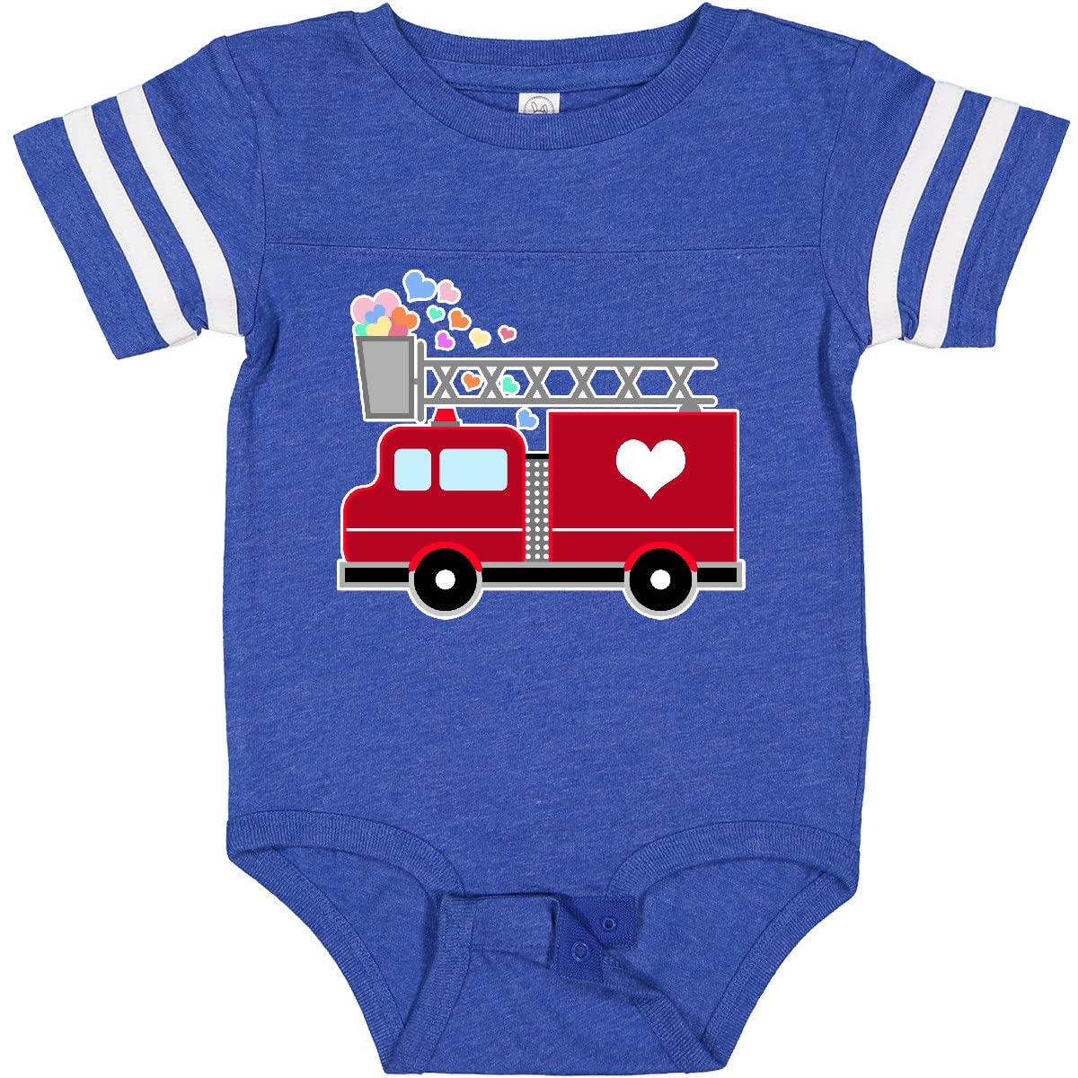 Inktastic Easter Red Firetruck with Pink Hearts Baby Bodysuit - Cute Easter Outfit for Boys & Girls, Soft Cotton Infant Onesie for Holiday Photos & Family Gatherings