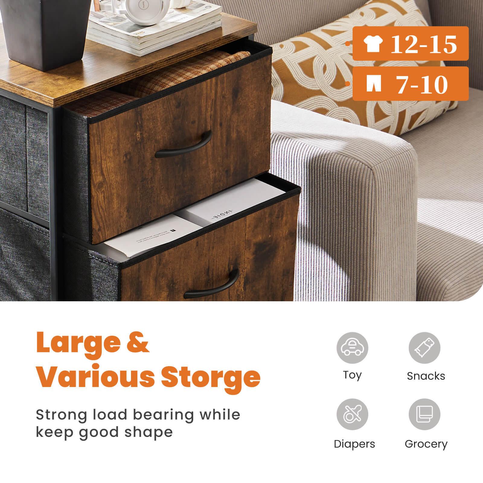 Modern 4-Drawer Dresser with Metal Frame & Wood Top - Brown Wooden Chest of Drawers for Bedroom, Living Room & Office Storage Organization
