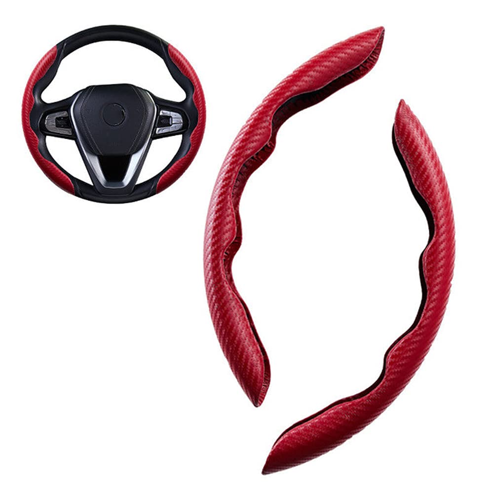 2pcs Carbon Fiber Steering Wheel Cover - Non-Slip Protector for Cars & Trucks (38cm) - Perfect for Off-Road & Daily Driving