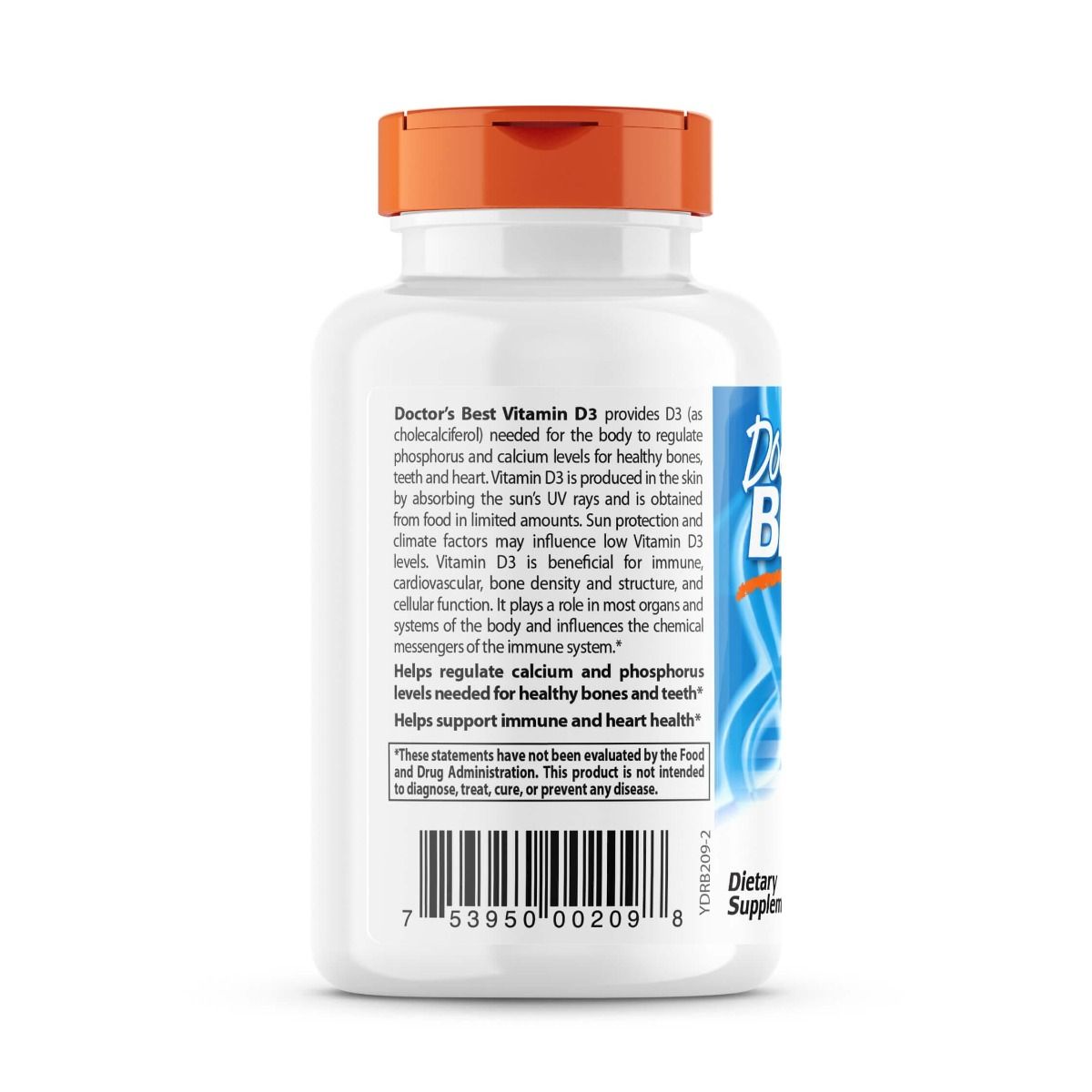 Doctor's Best Vitamin D3 25 mcg (1000 IU) 180 Softgels - Supports Bone Health & Immune System - Ideal for Daily Supplement & Winter Wellness