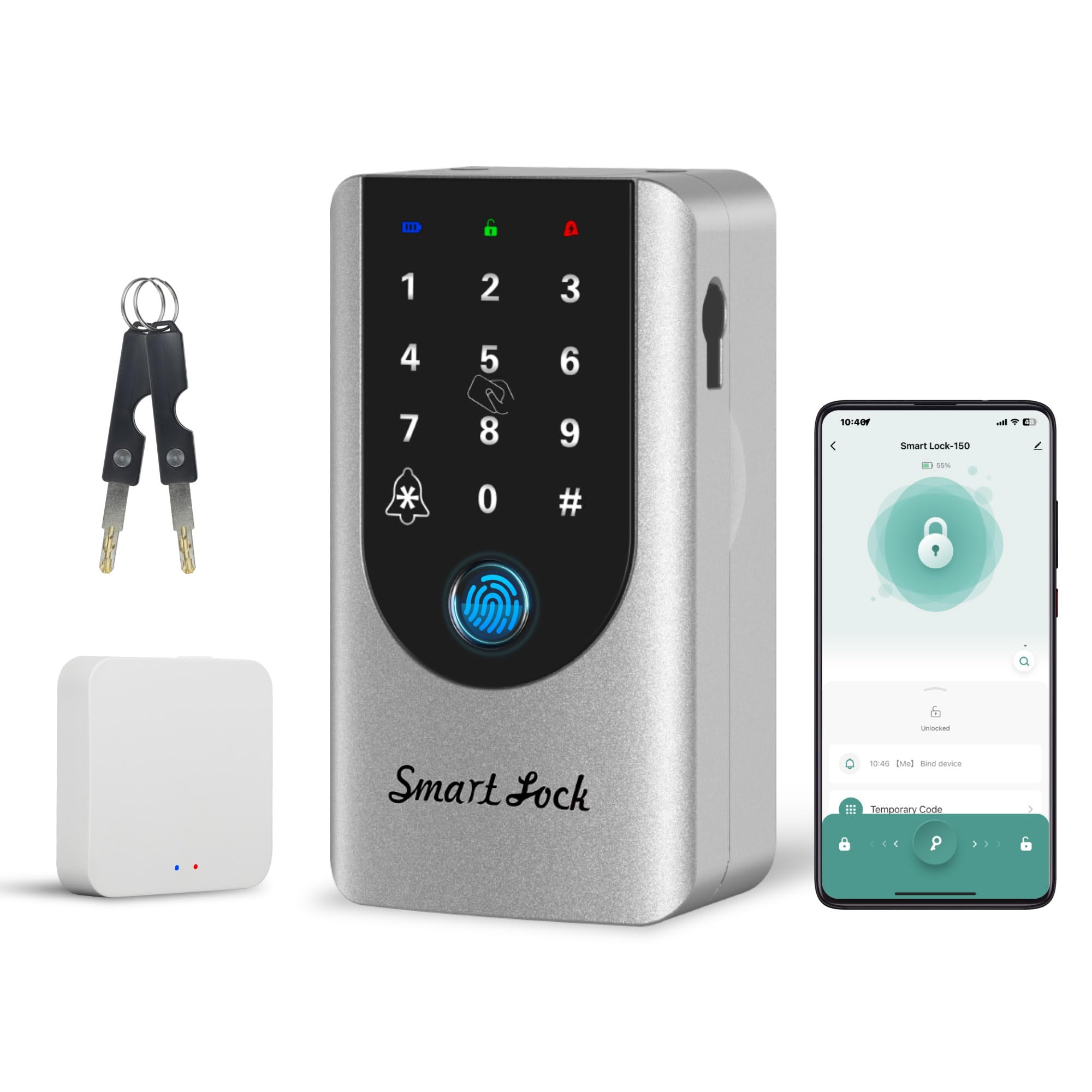Waterproof Smart Key Lock Box with Fingerprint, Keypad, Bluetooth & Tuya App - IP66 Outdoor Security Box with Built-in Doorbell for Home, Airbnb, Vacation Rental & Property Management