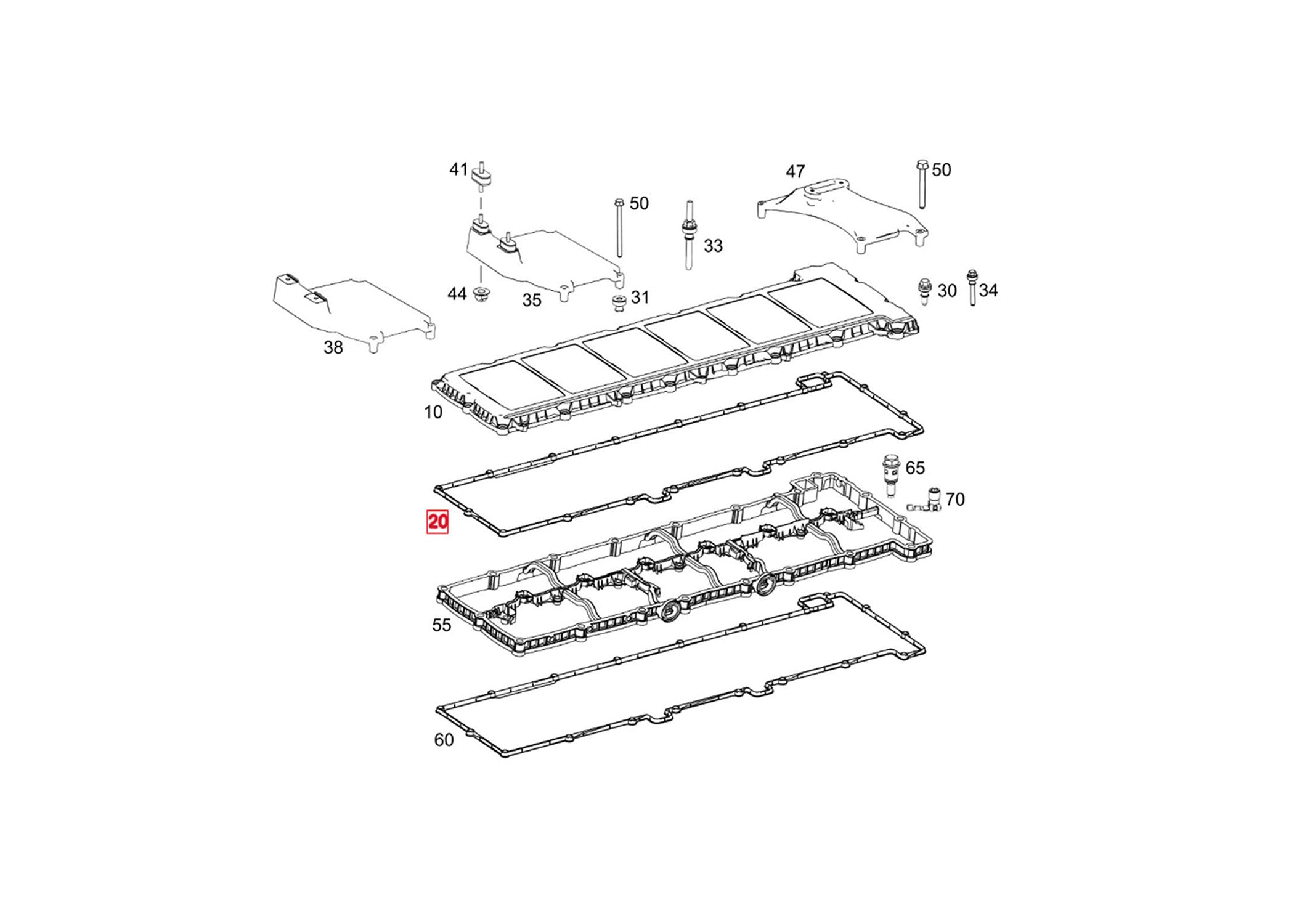 DD15 Cylinder Head Cover Gasket (A4720160121) - Replacement Engine Seal for Freightliner, Mercedes-Benz Trucks - Perfect for Diesel Engine Repairs & Maintenance