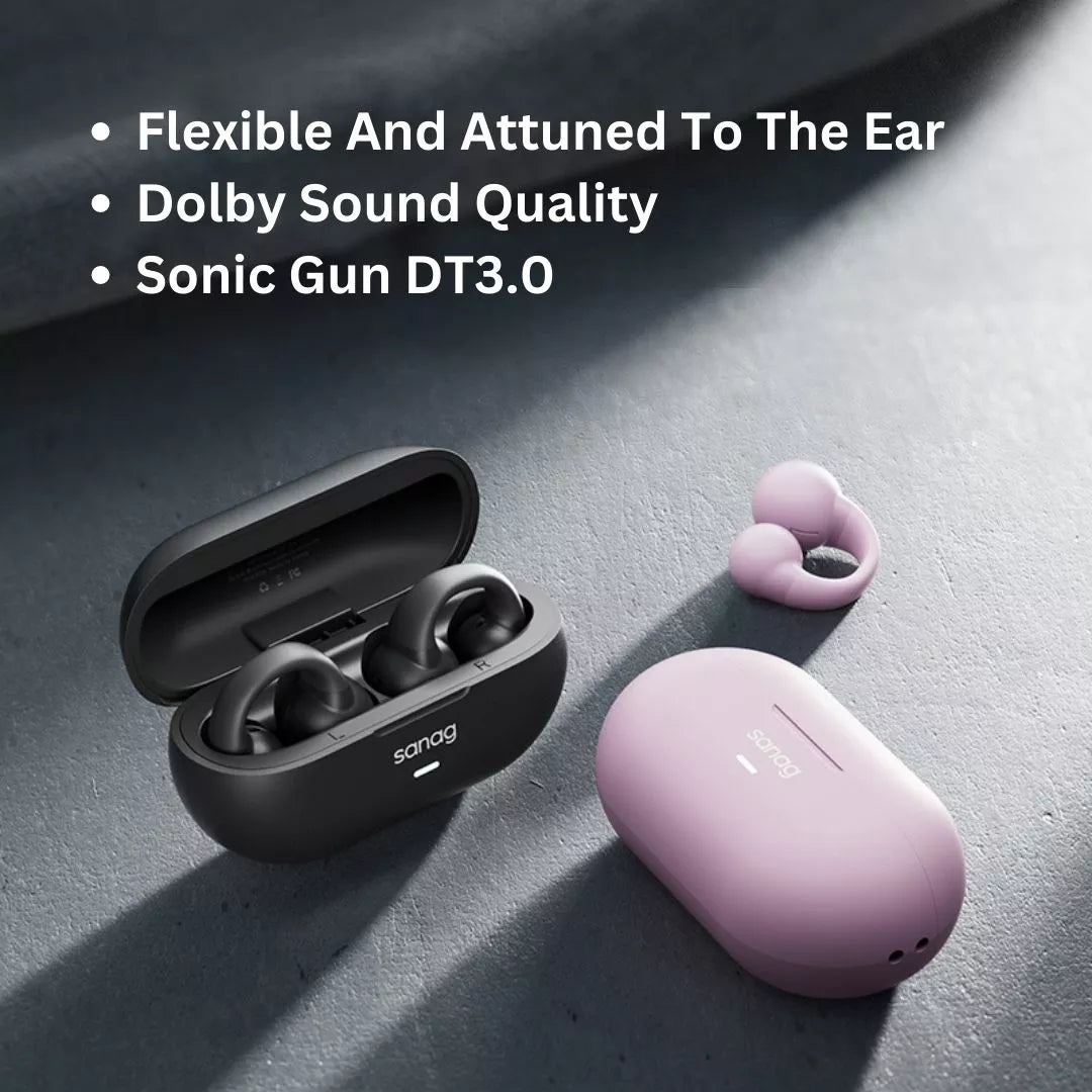 Sanag Z36S Wireless Bluetooth Headphones with Ear Clip - Open Ear Air Conduction for Running, Cycling & Workouts - Sweatproof & Lightweight Sports Headset