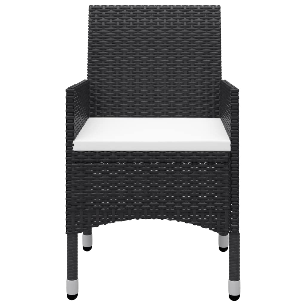 3-Piece Patio Bistro Set - Outdoor Garden Dining Furniture with Poly Rattan & Tempered Glass - Perfect for Lawn, Backyard, Poolside & Small Balcony Spaces - Black