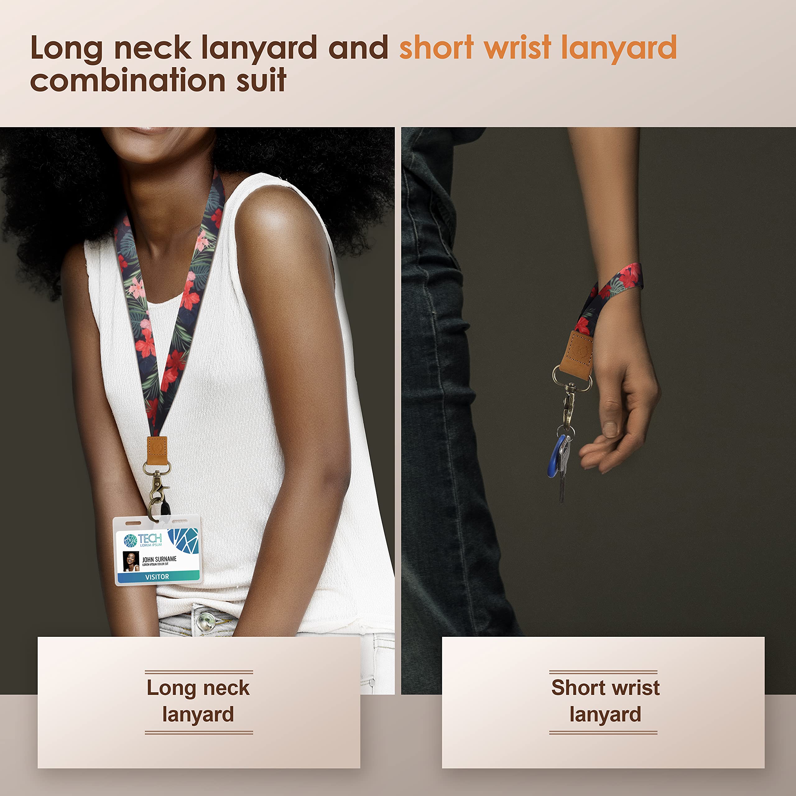 Stylish Lanyard for Keys & ID Badge - Soft Durable Polyester - Office, Travel, Gym Use