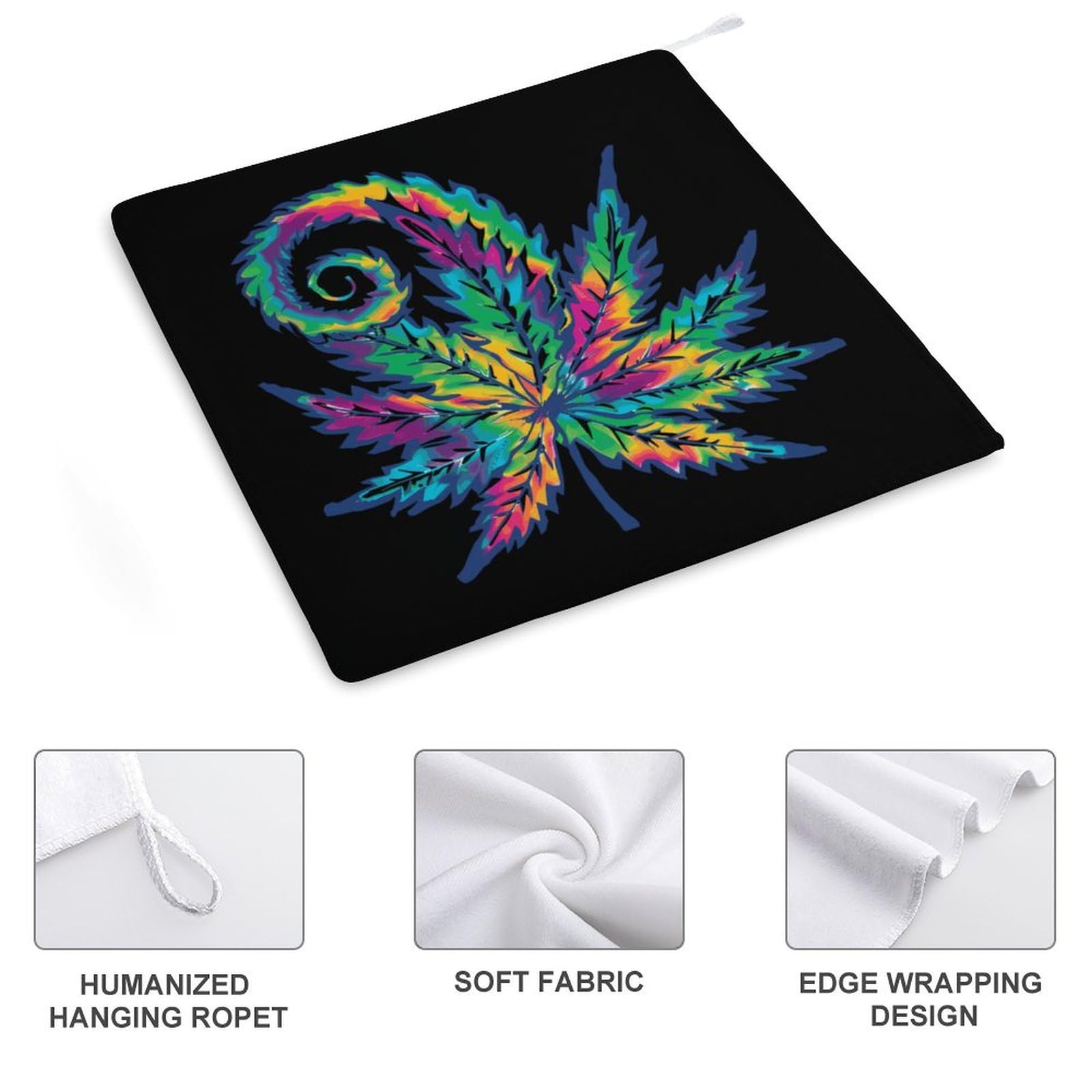 Soft Tie Dye Cannabis Leaf Hand Towels & Washcloths - 2 Pack Bath Towels with Hanging Loop for Travel, Home, Bathroom - Perfect for Stoner Gifts, 420 Parties & Hippie Decor