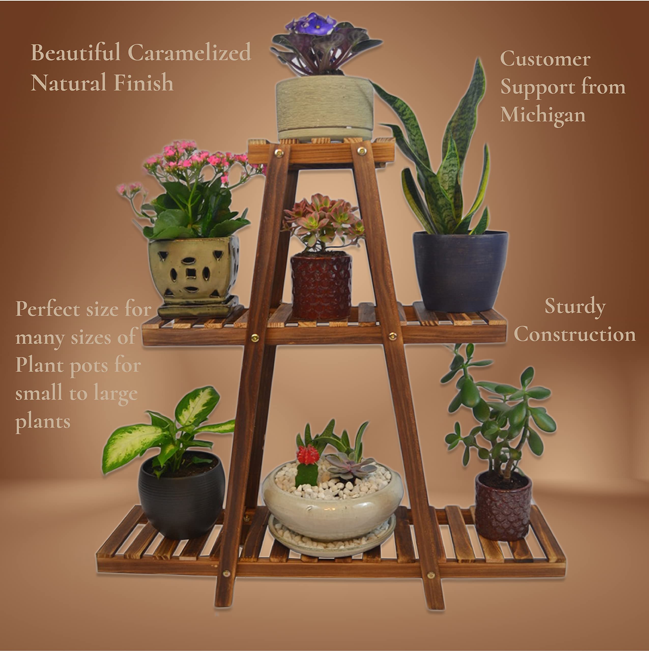 Modern A-Frame Plant Stand for Indoor & Outdoor Use - Sturdy Metal Shelf for Potted Plants, Succulents & Home Decor - Perfect for Living Room, Patio, Garden