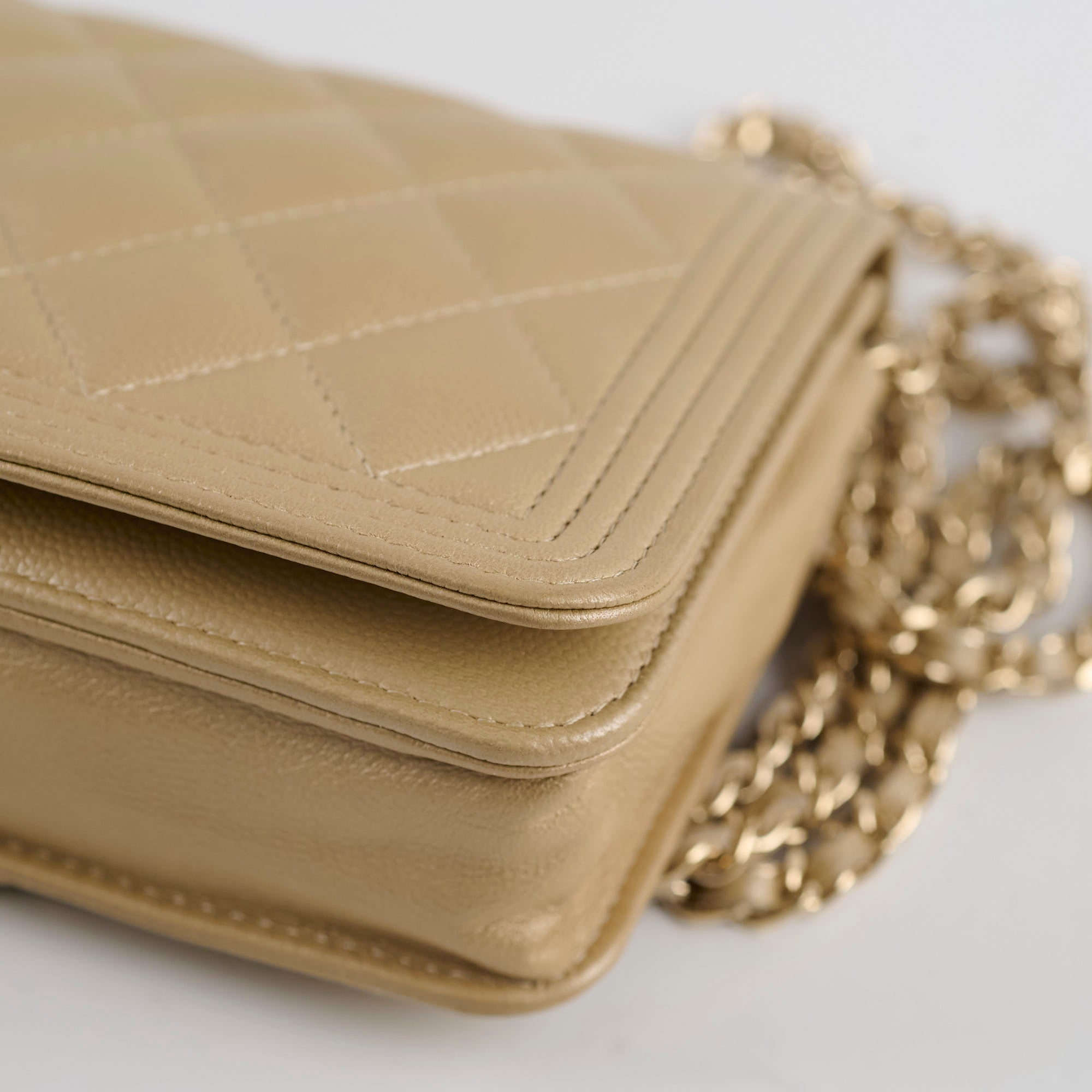 Chanel Boy Wallet On Chain Gold Caviar Leather Crossbody Bag - Luxury Designer Handbag for Women, Perfect for Parties, Date Nights & Special Occasions