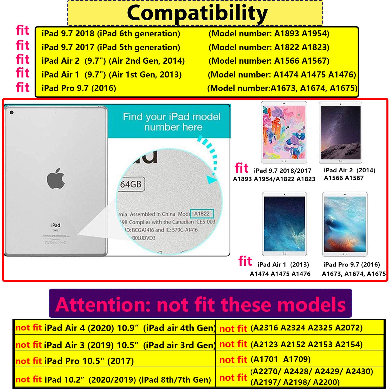 Premium PU Leather Smart Case for iPad 6th/5th Generation 9.7