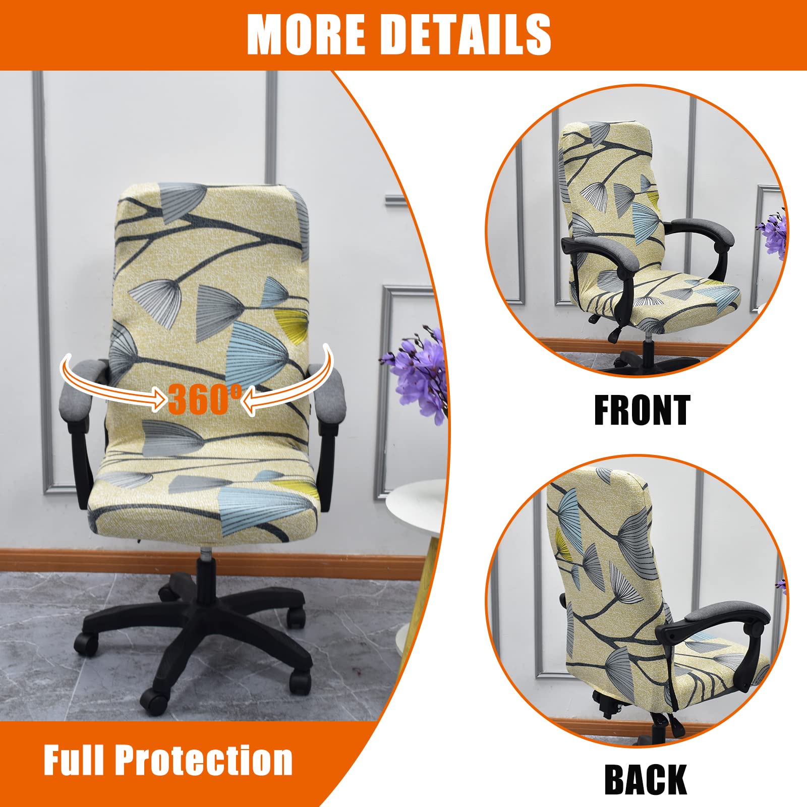 CRFATOP Universal Stretch Office Chair Cover with Durable Zipper - High Back Desk Chair Slipcover for Computer Chairs, Simplistic Style (Size M, Model A18) - Perfect for Home Office, Gaming Setup & Conference Rooms