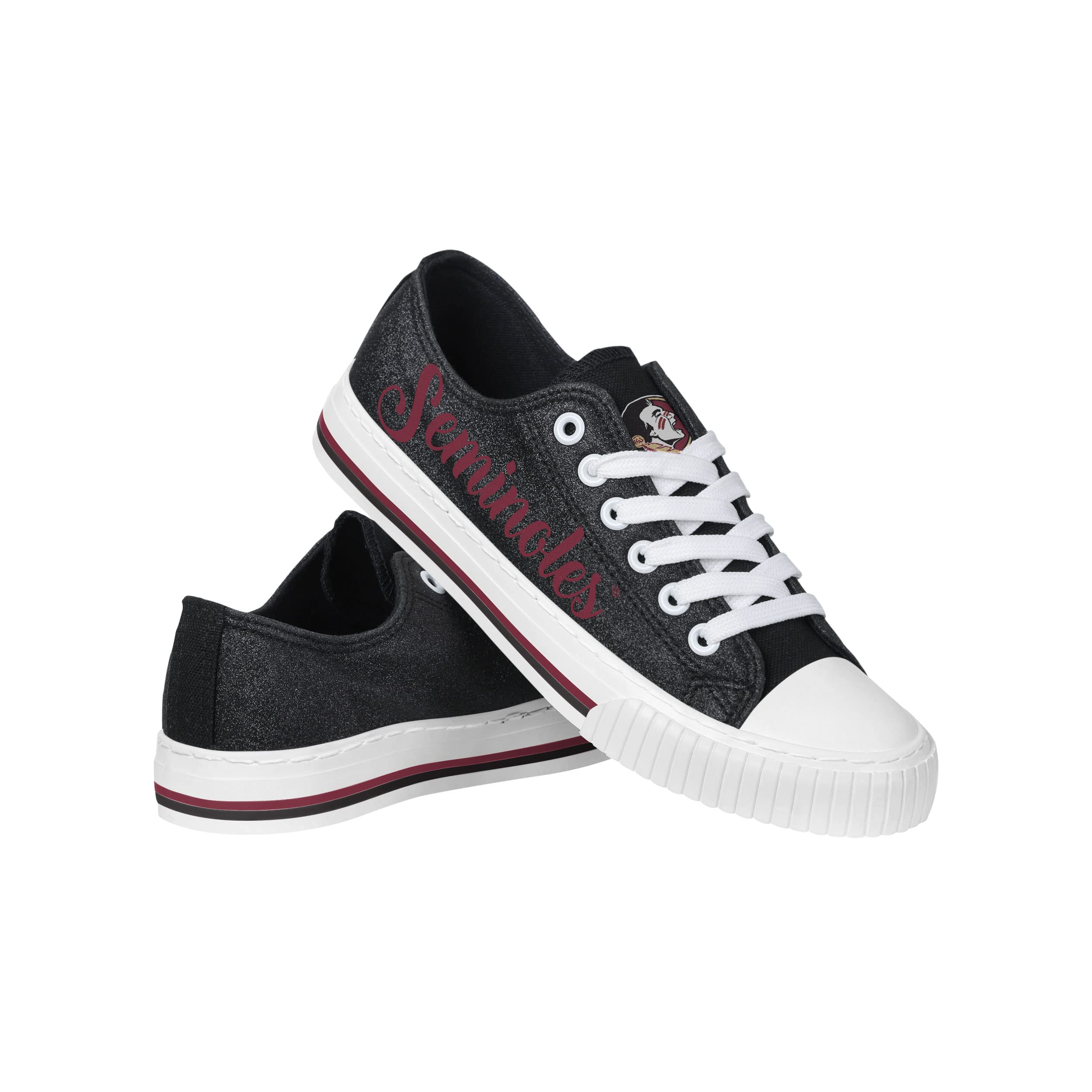 FOCO Women's NCAA College Team Logo Fashion Low Top Canvas Sneakers - Comfortable Casual Shoes for School, Sports & Everyday Wear