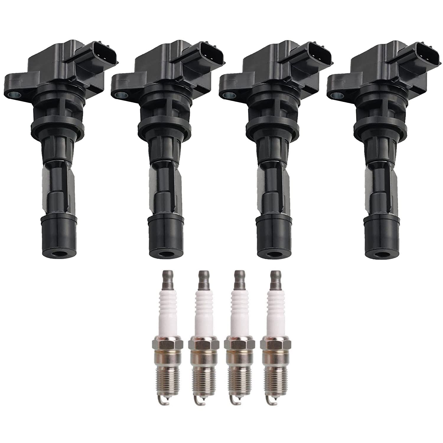 ENA 4-Piece Ignition Coil Set with Platinum Spark Plugs - Compatible with Mazda 3 (2010-2013) 2.3L & Mazda 5 (2009-2014) 2.3L/2.5L - Direct Replacement for SP411 C1685 UF604 - Perfect for Engine Tune-Ups & Performance Upgrades