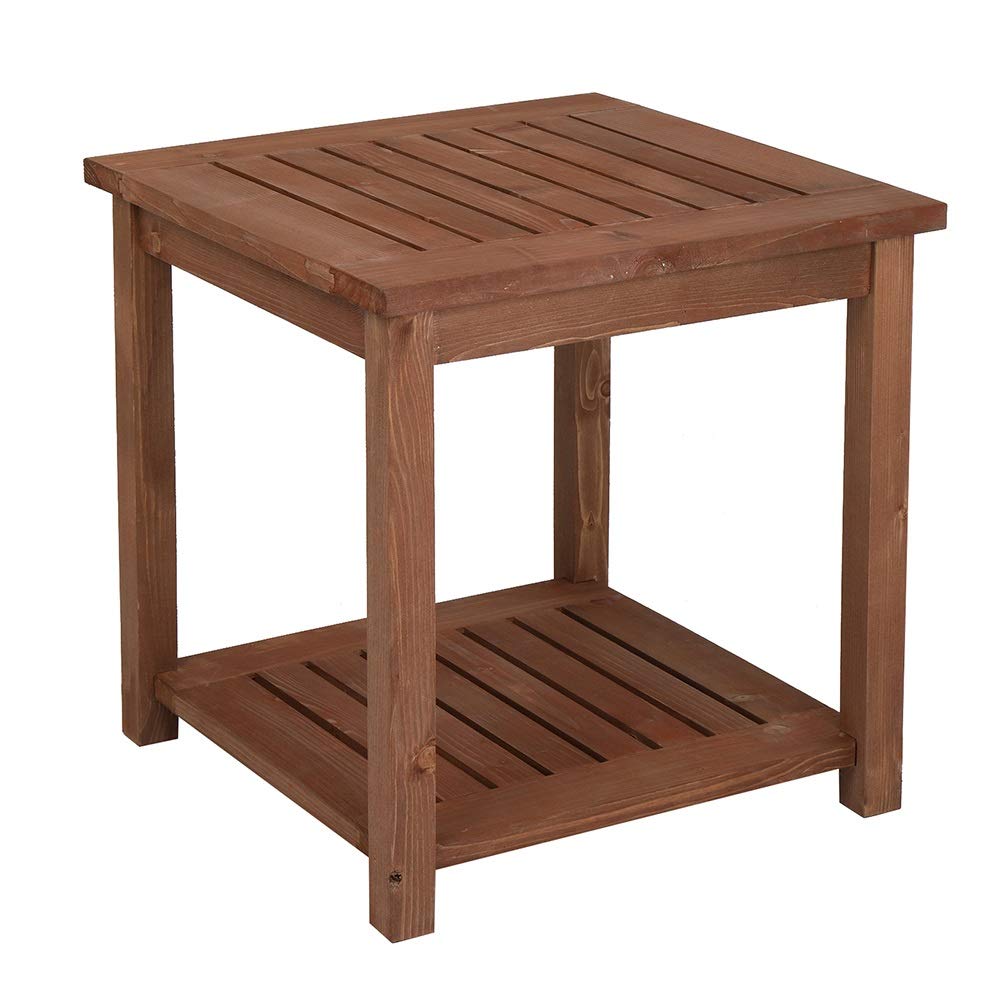 MISS Z 45x45cm Wood Side Table - Carbonized Finish End Table for Living Room, Bedroom, or Office Use