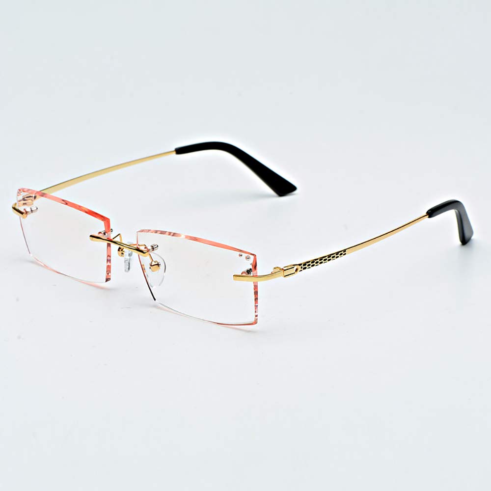 Blue Light Blocking Anti-Fatigue Computer Glasses for Men - Gaming & Digital Eye Strain Relief - Frameless Diamond Cut Edge Tinted Lenses - Perfect for Office Work, Gaming & Screen Time