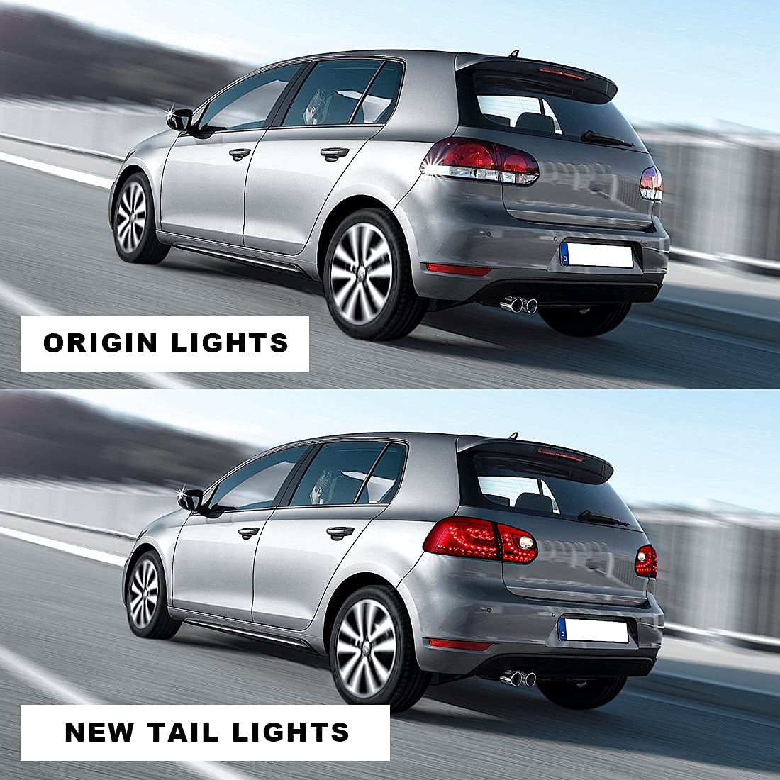 ROXX LED Tail Lights Assembly for 2006-2009 Volkswagen Golf 5/GTI & Rabbit - Direct Replacement with DRL, Turn Signal & Brake Lights (Pair, Driver & Passenger Side) - Upgrade Your Car's Style & Safety for Night Driving & Daily Commutes
