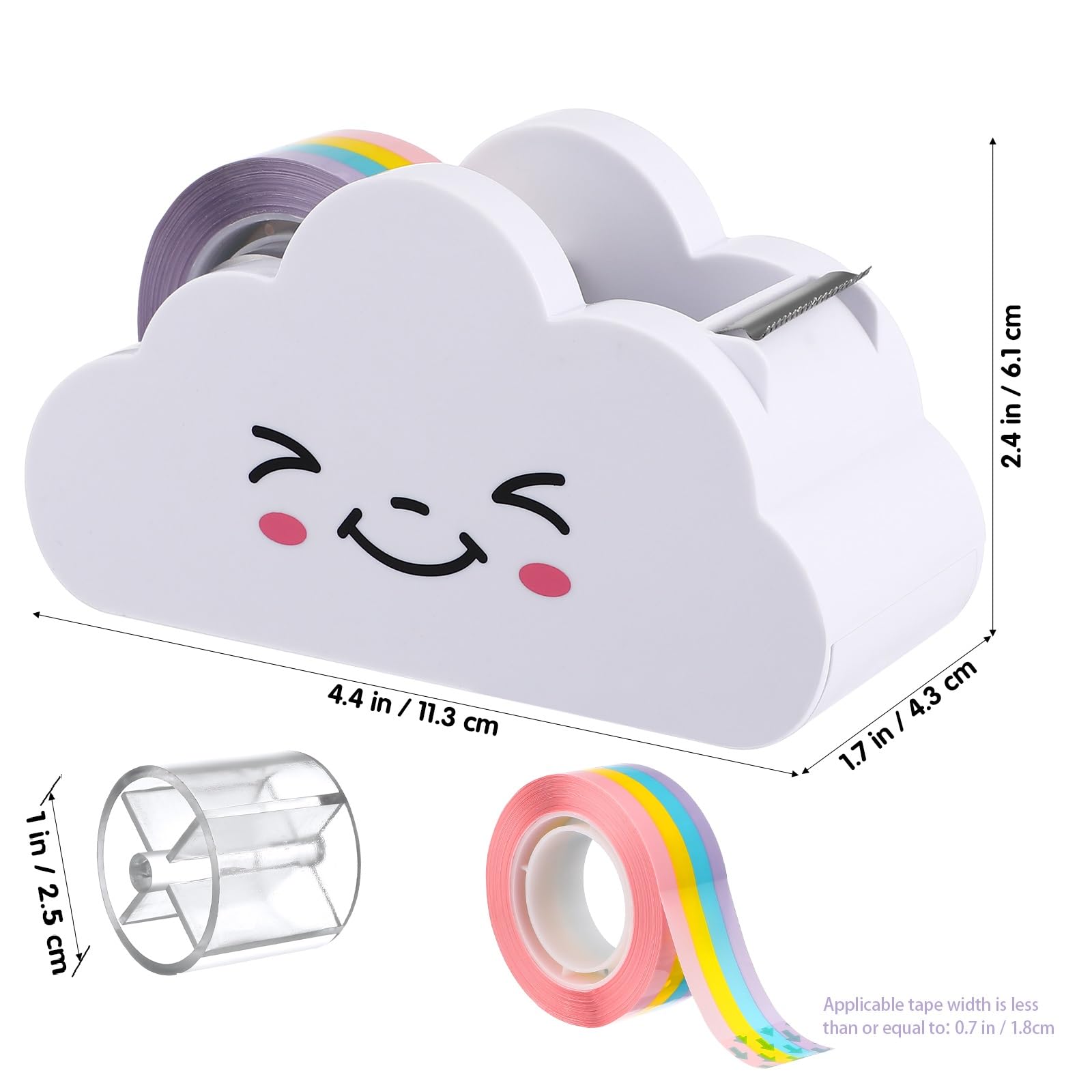 Colorful Kids Tape Dispenser with 6 Rainbow Tapes - Fun Desk Organizer for School Supplies, Office Stationery, DIY Arts & Crafts Projects - Perfect for Classroom, Homework & Creative Gift Wrapping