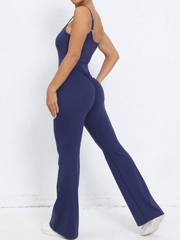ZASUWA Women's Scrunch Bum Flare Jumpsuit - Sexy High Waisted Wide Leg Romper for Date Night & Summer Outfits