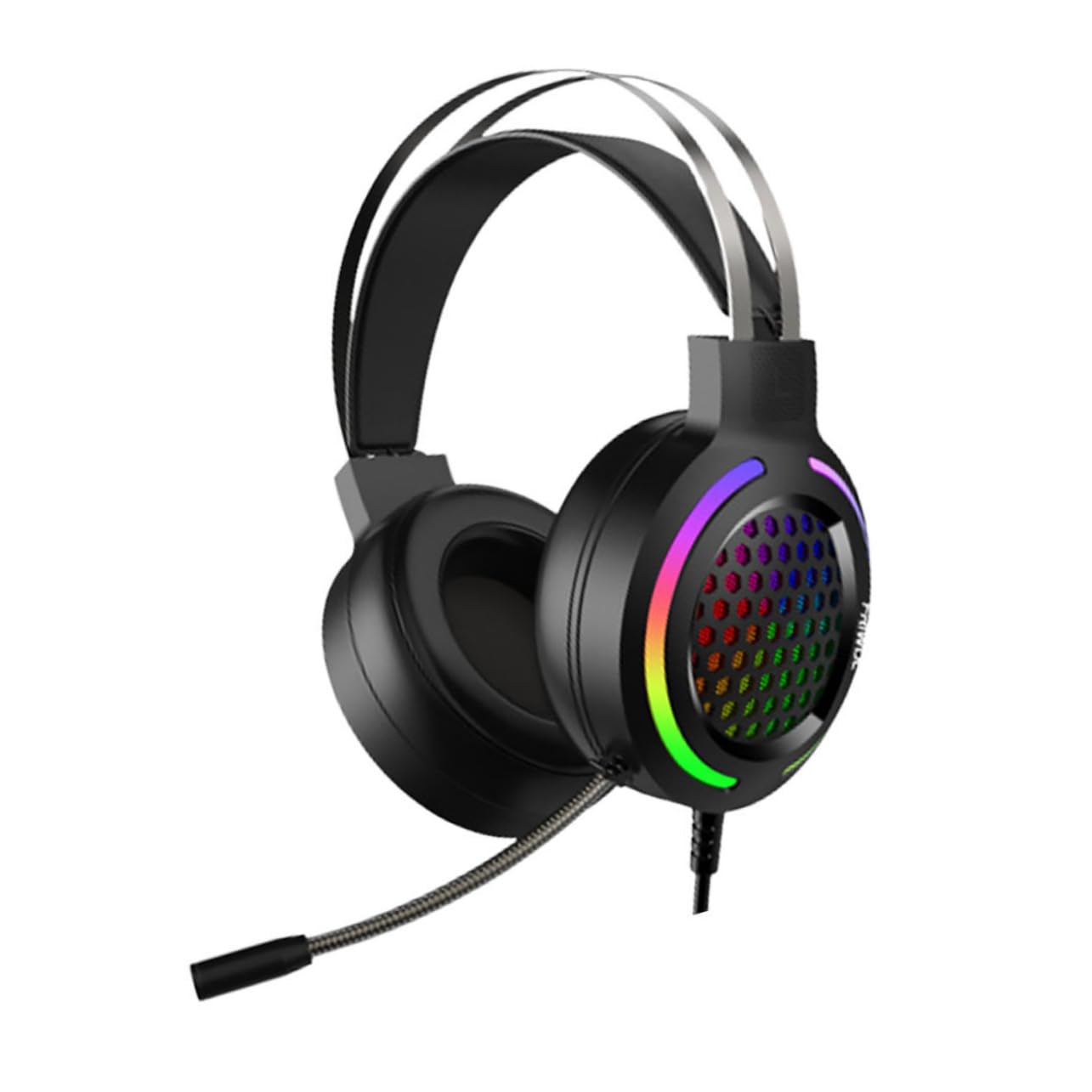 Levemolo RGB Gaming Headset - Lightweight Noise-Canceling Headphones with Breathable Earmuffs & Stylish Design for PC/PS5/Xbox Gamers - Perfect for Esports, Streaming & Late-Night Gaming Sessions (Black)