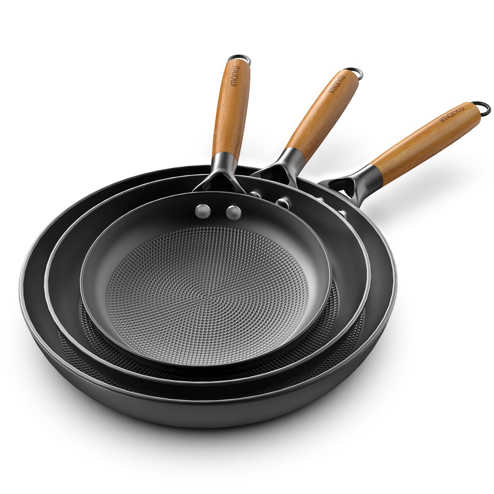 **Imarku Non Stick Frying Pan Set - 8, 10 & 12 Inch Professional Cast Iron Skillet, Dishwasher Safe, Detachable Handle, Perfect for Christmas Gifts - Ideal for Sautéing, Frying & Cooking Family Meals**