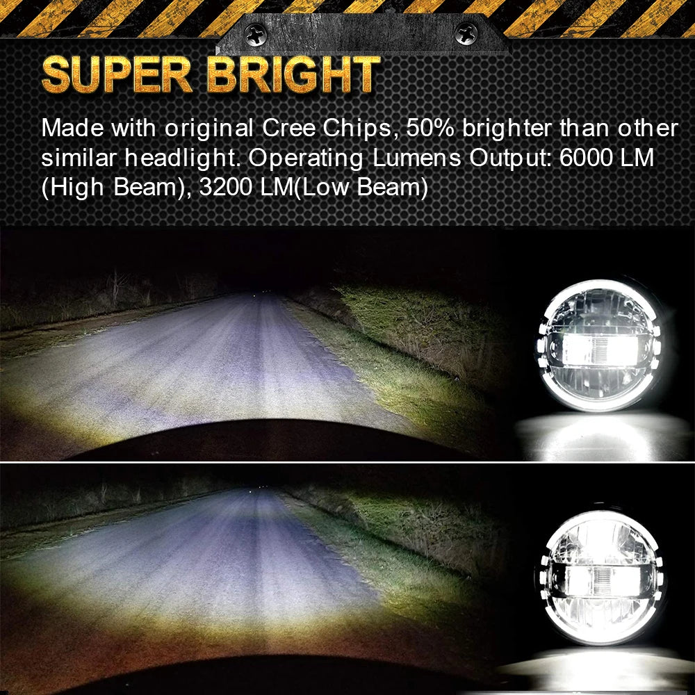 LOYO 7 Inch King Kong LED Headlight & 4.5 Inch Passing Light Kit for Harley Davidson Motorcycles - High Visibility Day/Night Riding, Cruiser & Touring Bike Accessories