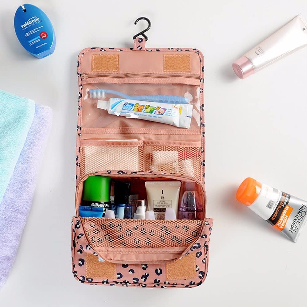 BANQLYN Extra Large Hanging Toiletry Bag - Waterproof Travel Organizer for Men & Women - Durable Nylon Cosmetic & Bathroom Storage - Perfect for Shower, Makeup Brushes, Toiletries (Dark Pink) - Ideal for Camping, Gym, Vacation & Business Trips