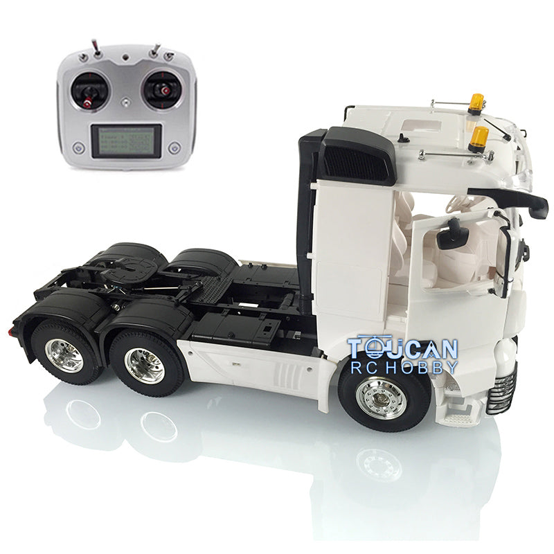 1/14 Scale 6x4 Unpainted RC Tractor Truck Kit with 3 Axles & 35T Motor - DIY Radio Controlled Hobby Model Car for Off-Road Racing, Construction Simulation, and Collector Display