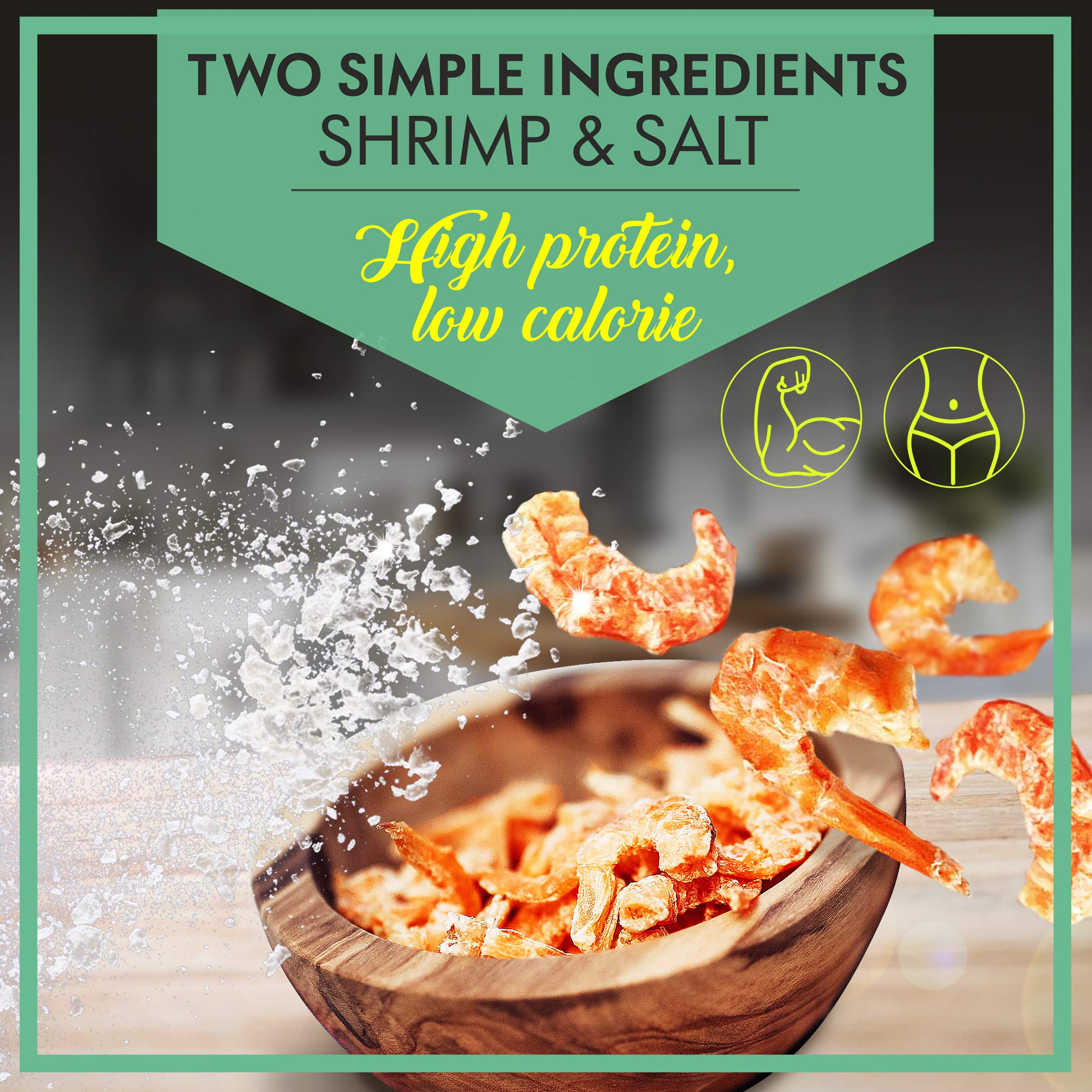 Premium Dried Louisiana Large Shrimp - Wild Caught, Dehydrated Snacks - Perfect for Asian Cuisine, Seafood Salads, Pad Thai, Soups & Party Appetizers