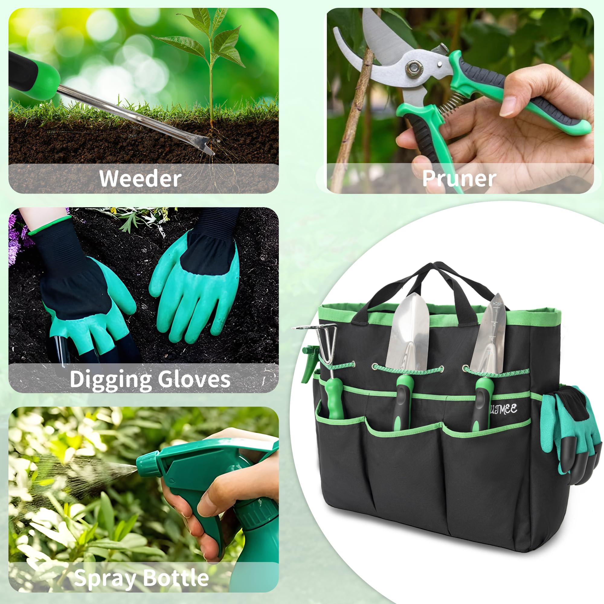 Premium Heavy Duty Stainless Steel Gardening Tool Set with Storage Bag & Gloves - 9-Piece Outdoor Garden Kit for Women & Men - Perfect for Planting, Weeding, Landscaping and Home Garden Maintenance