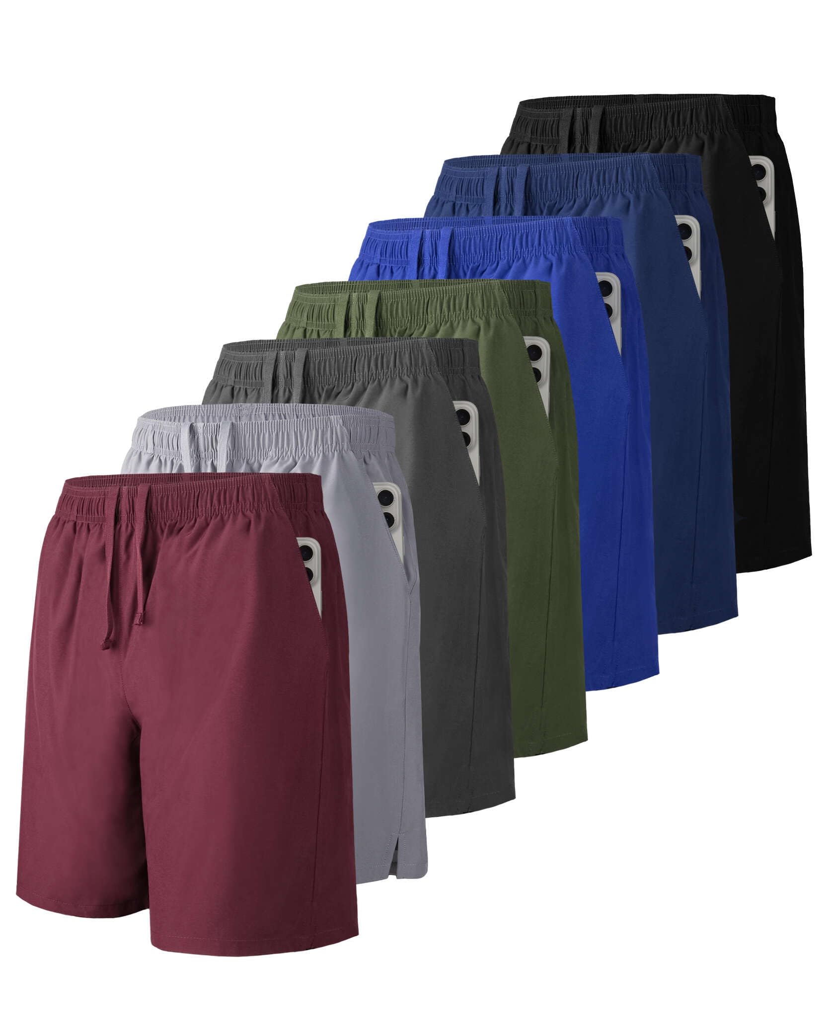Men's 7 Inch Quick Dry Running Shorts with Zipper Pockets - Breathable Athletic Workout Shorts for Gym, Jogging & Outdoor Sports | Lightweight Pack Dry-Fit Training Shorts for Men