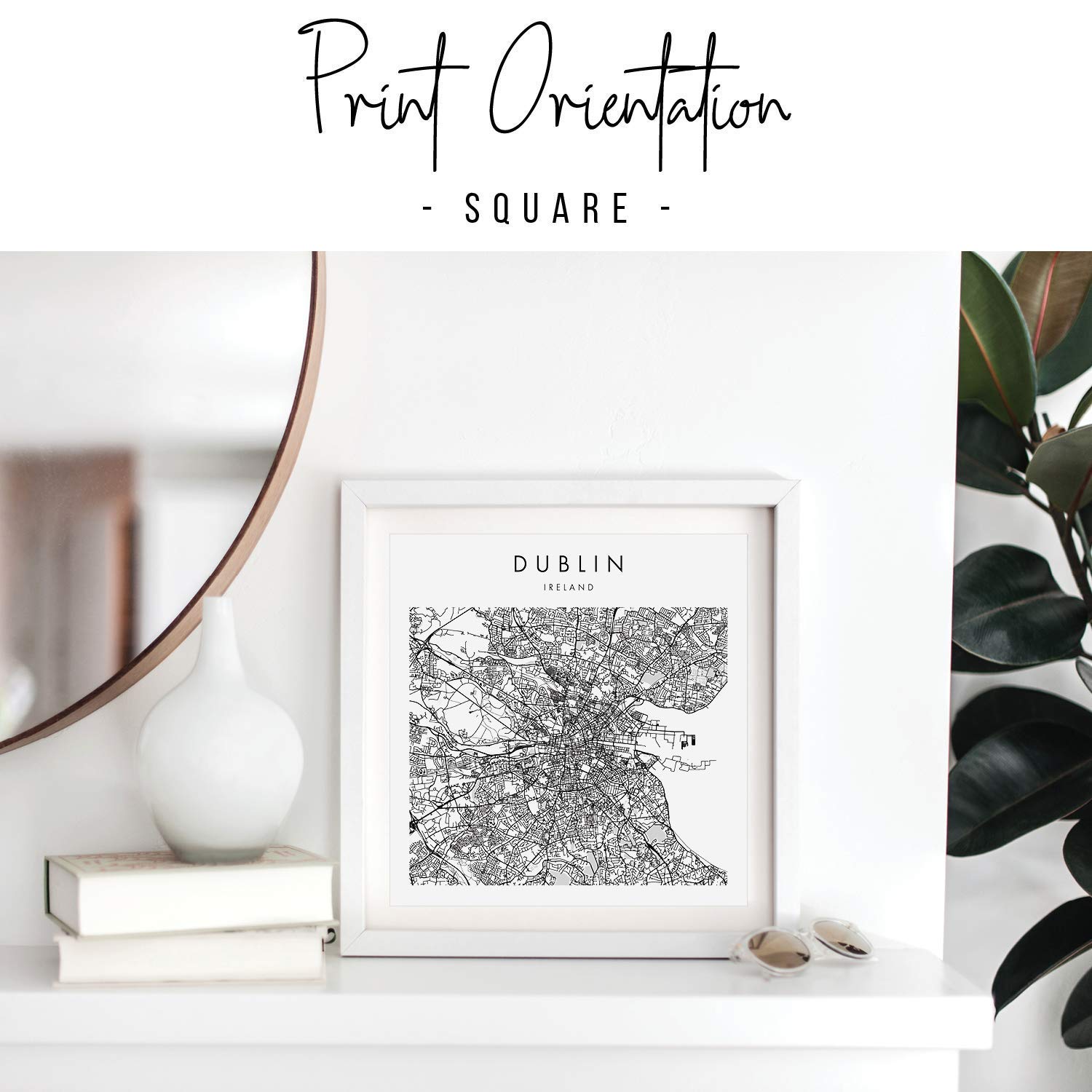 Dublin Ireland Minimal Modern Street Map Print - Unframed Wall Art for Home, Office & Travel Decor