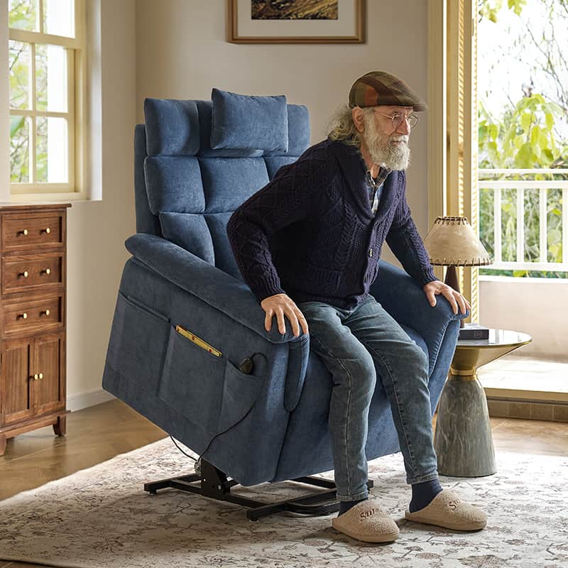 Lift Assist Power Recliner Geri Chair with Intense Massage & Heat - Electric Lift Chair for Elderly & Disabled - Perfect for Living Room, Bedroom & Home Care