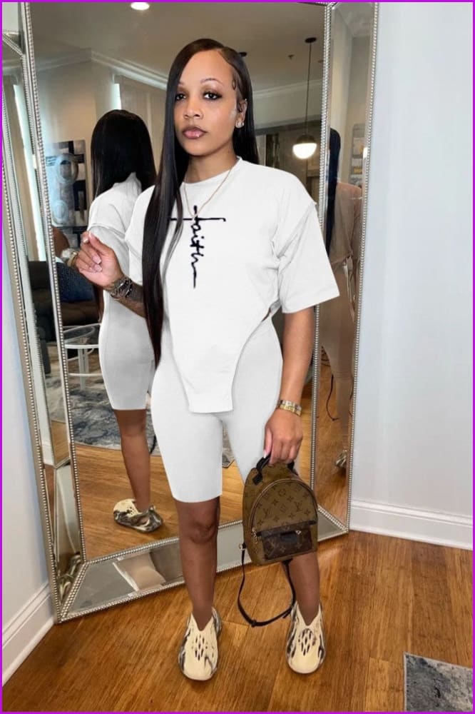 Lovevop Casual Fashion Letter Print T-Shirt and Shorts Set FW5281 - Stylish Outfit for Summer, Streetwear, and Everyday Comfort