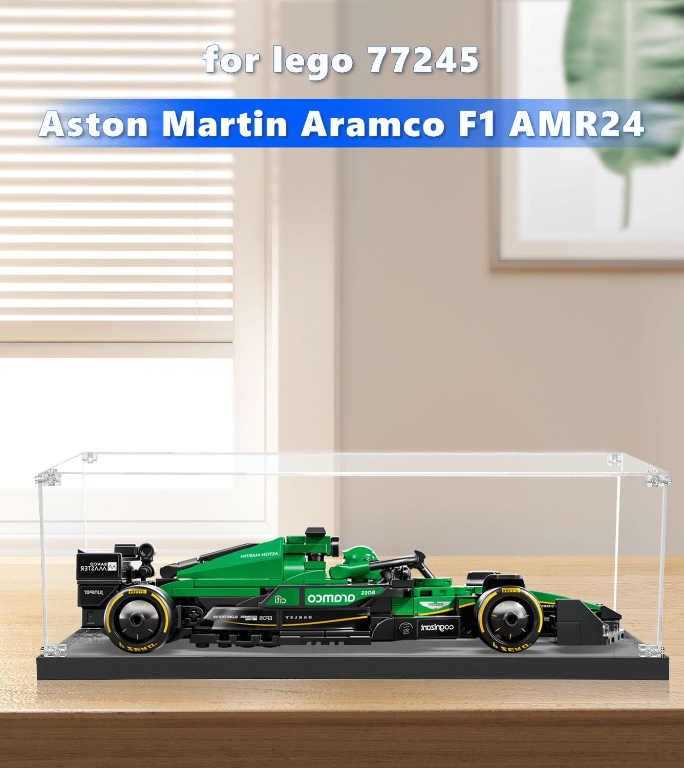 LEGO Aston Martin Aramco F1 AMR24 (1:32 Scale) Display Case - Protective Showcase for 77245 Model Car - Perfect for Collectors & Home Office Decor
