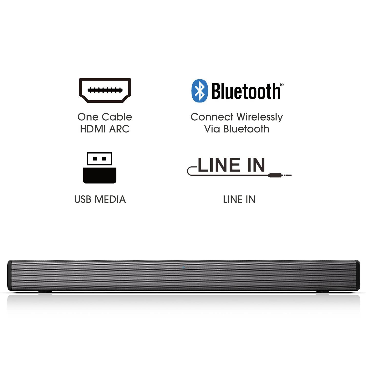 Hisense HS214 2.1Ch Soundbar with Built-In Subwoofer - 108W Powerful Audio, Compact Black Design, AUX Input - Perfect for Home Theater, Gaming & Music | Includes INIU 3.1A Fast Charging USB-C Cable (2m Braided) for Phones & Tablets